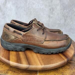 Timberland Boat Shoes Mens 12 Gore Tex Brown Leather Casual Loafers Lace up